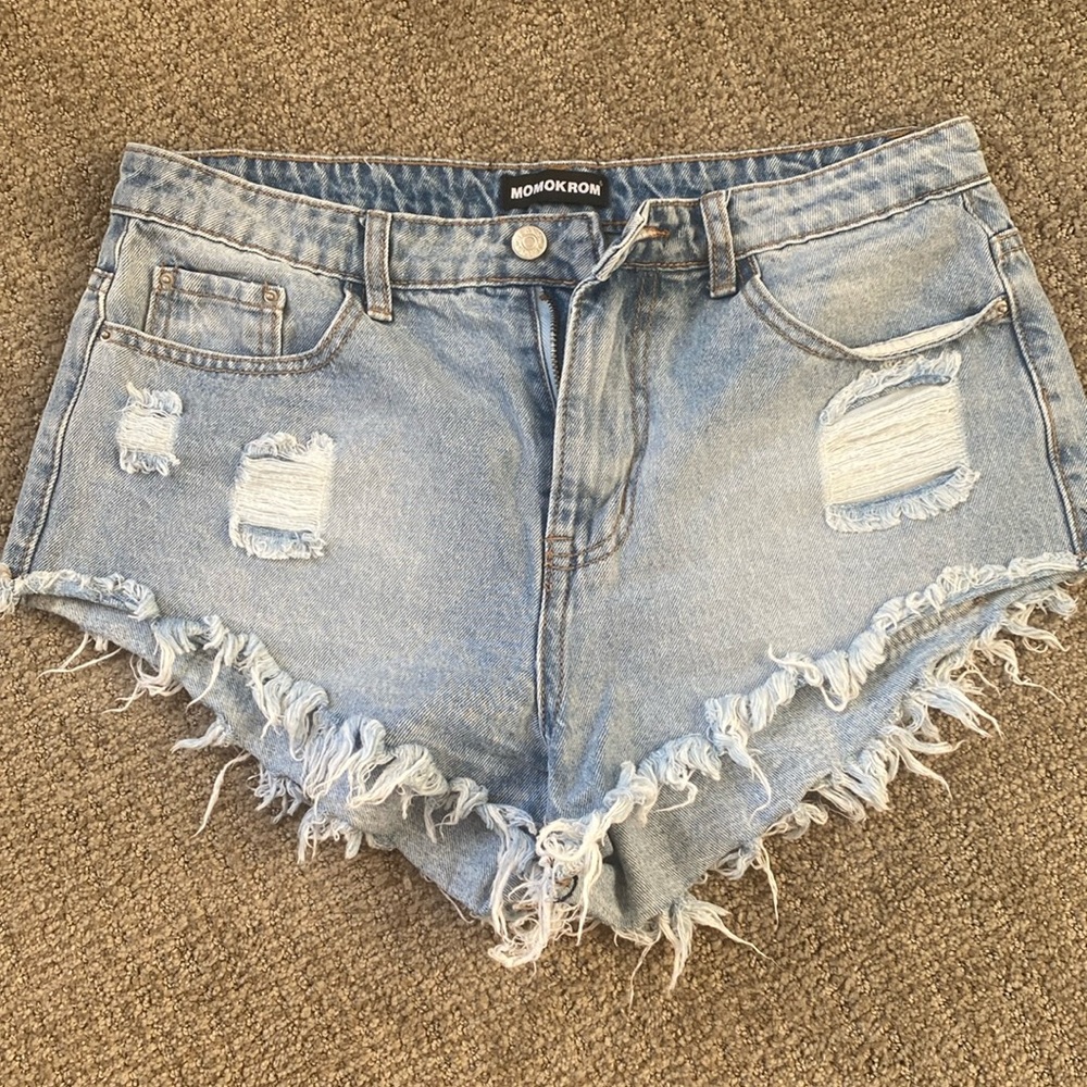 Momokrom distressed jean shorts